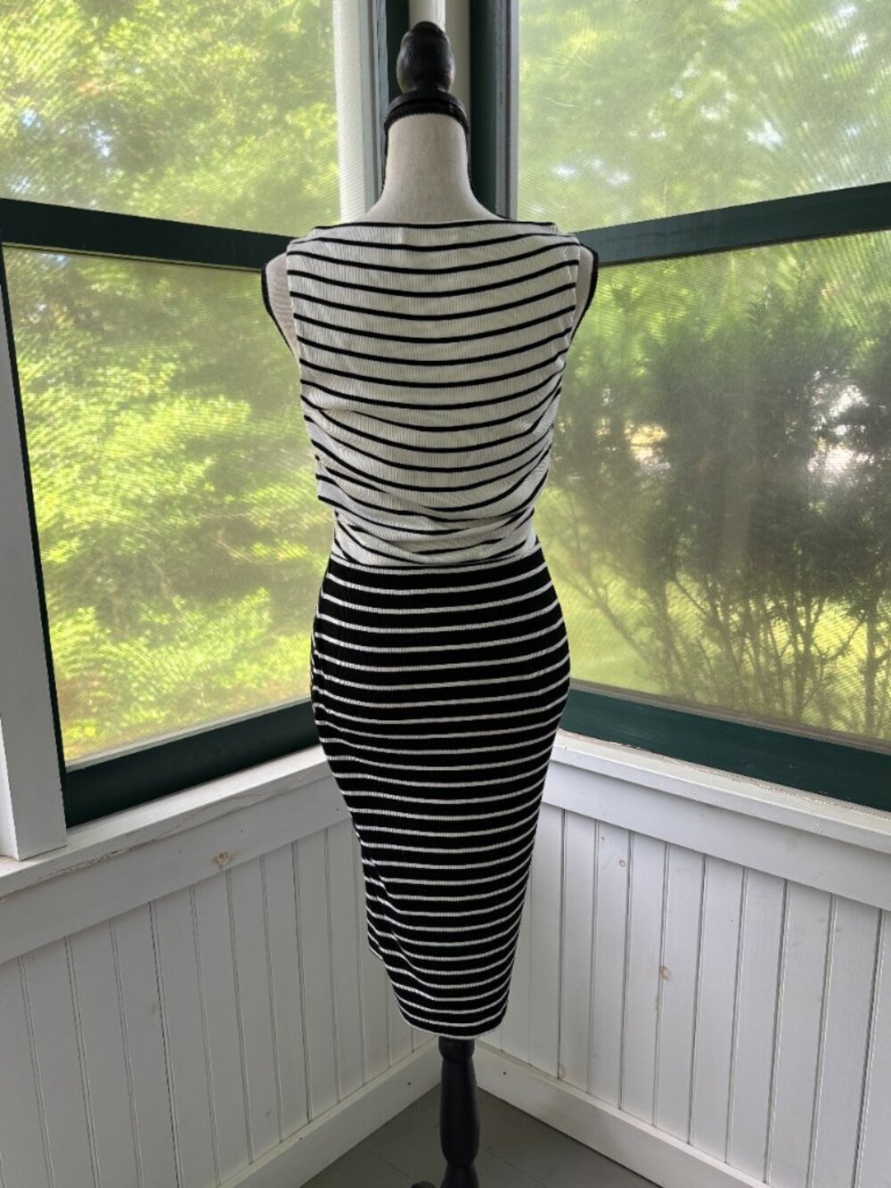 Bailey/44 Black & White Stripe Twist-Knot Midi Dress | Size M | Like New - Picture 4 of 7